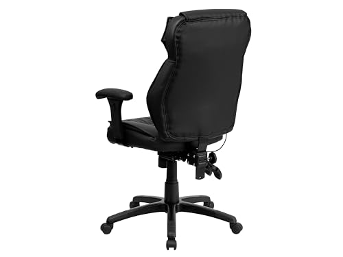 Flash Furniture LeatherSoft Swivel Ergonomic Office Chair with Arms, Black