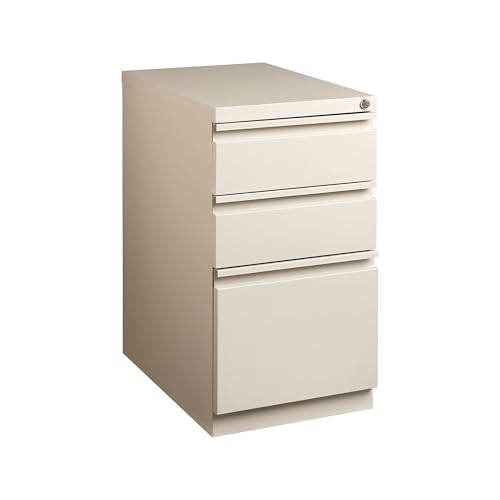 Staples Mobile Pedestal File Cabinet with Wheels, 3-Drawer, Putty
