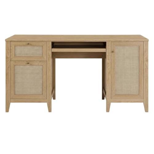 Bison office Brown Soma 63-Inch Office Desk, Computer Workstation with 0.5-Inch Thick Table Top, Sturdy Steel Frame, Modern Design for Home and Office Use