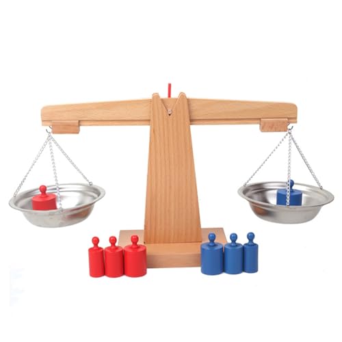 DAGLLGEW Balance Scale for Kids Natrual Wooden Educational Colorful Teaching Interactive Math Balance Scale Toy for Classroom Project Aids