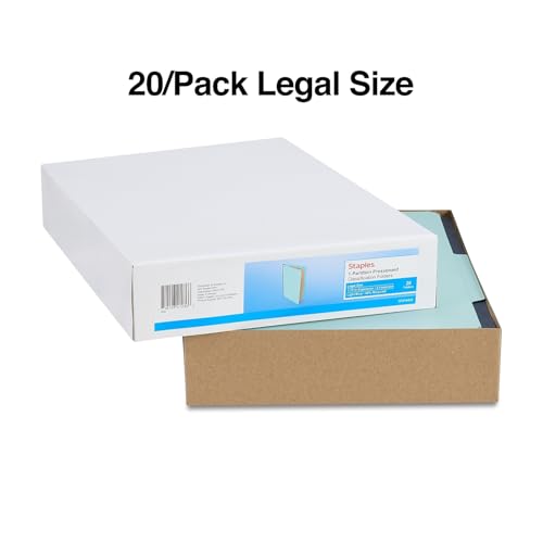 Staples Colored Pressboard Classification Folder, 1-Div, Legal, 20/Pk