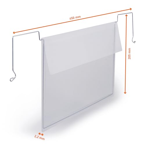 Durable Wire Hanger Bag with Flap A5 Landscape Polypropylene Label Holder Transparent Pack of 50 118719