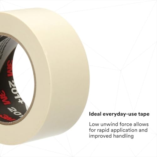 3M Masking Tape, 48 mm W x 55 m L, 4.4 mil Thick, Tan, Rubber Adhesive, 24 PK 201+ - 1 Each