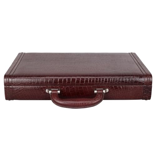 Da leather villa Full Grain Leather Briefcase Attache Case For Unisex Size L17xW3xH12 Inches Briefcase Bag (Croc Brown)