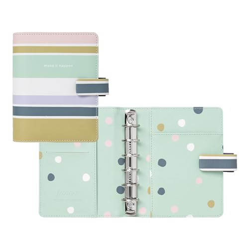 Filofax Good Vibes Organizer, Pocket Size, Stripes - Smooth, Leather-Look, Six Rings, Week-to-View Insert, Multilingual (C022685)