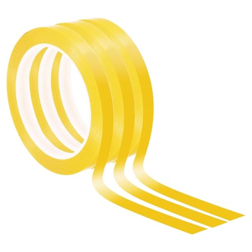 Ktann Whiteboard Pinstripe Tape 20pcs 2/5/12mm Art Whiteboard Tape Marking PET Self-Adhesive Thin Dry Erase Graphic Chart 66M(Dark Yellow,66M_20PCS_12MM)