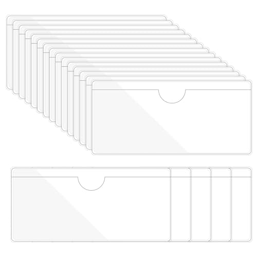 Self-Adhesive Label Holder Pockets 20Pcs Clear PVC Card Sleeves Top Open Index Card Holders