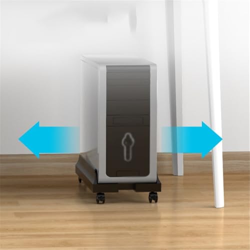 VHDY85KA Office PC Tower Desktop CPU Rolling Stand Adjustable Mobile Cart Holder with Locking Caster Wheels Gaming PC Holder, Black/White Accessories(White)