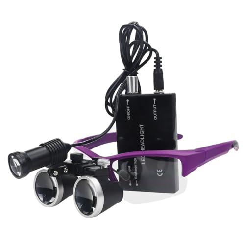 DENTASOP 3.5X/2.5X LED Dental Binocular Magnifier for Surgery and Aesthetics (Purple, 2.5X)