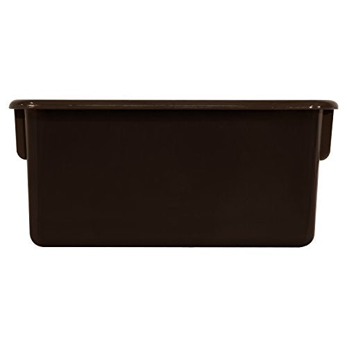 Wood Designs Cubby Storage Bin, Heavy Duty Plastic Containers for Kids Brown Cubby Tray Set of 12