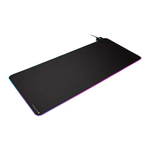 Corsair MM700 RGB Extended Cloth Gaming Mouse Pad - 36.6" x 15.8" - 360° RGB Lighting - Two USB Port Hub - Thick Rubber - Black