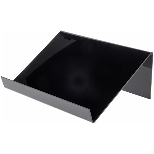 Plymor Black Acrylic Slightly Elevated Book Display Stand with 1.5" Ledge, 12" W x 9" D x 4.5" H (3 Pack)