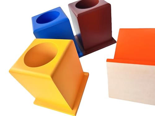 Premium Montessori 11 Color Large Pencil Holder Set 2.2lbs| Solid Beechwood Square Grammar Writing Tool | Educational Toys for Kids | Homeschool Classroom Supplies (Set of 11 Colored Pencil Holders)
