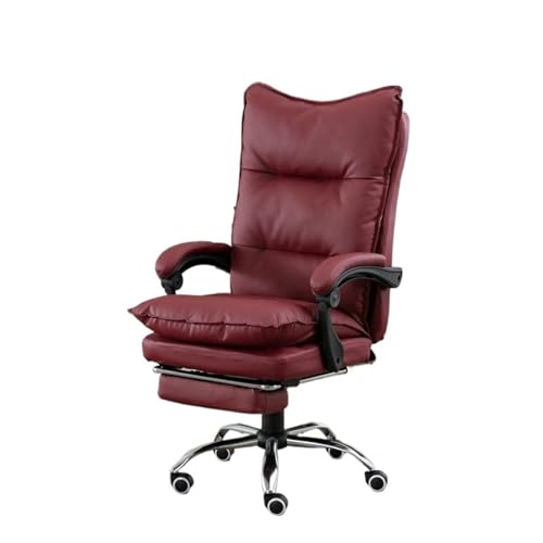 Ergonomic Office Chair Back Support Executive Office Chair Retro PU Leather Office Chair with Rubber Wheels Computer Office Desk Chair Ergonomic Three-Section High Back Support Office Chair for Home W