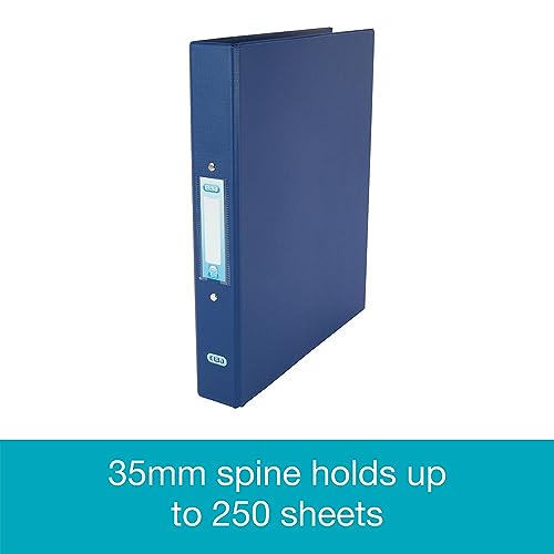Elba A4 Ring Binders, 25 mm Capacity, 2 O-Ring, Plastic on Board, Blue, Pack of 10