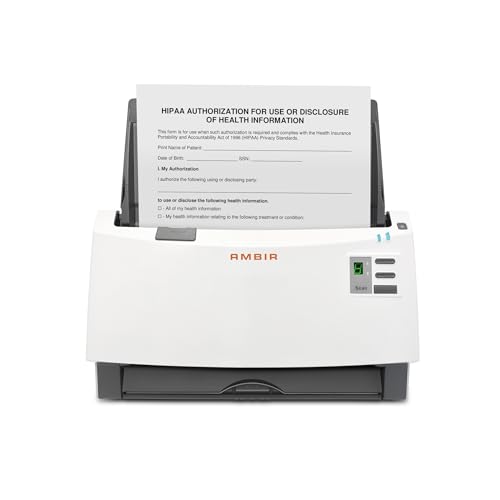 Ambir Technology ImageScan Pro 340 40ppm High-Speed ADF Scanner for Windows PC and Mac, White