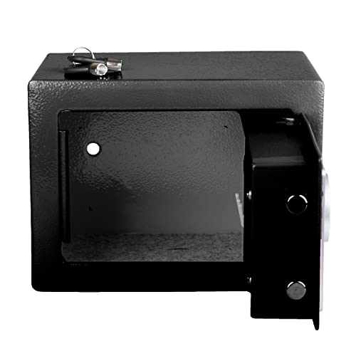 Digital Security Box - Compact Steel Combination Lock Box with Electronic Keypad - Portable Money Safe for Cash Savings or Jewelry by Stalwart (Black)