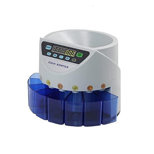 GAZOGJ Money Counter Bill Counter Machine Blue Mixed Coin Value Sorter Euro Coin Counter for European Market Coins Counting Machine with 8 Money Tube Fast and Easy to Use,Philippens