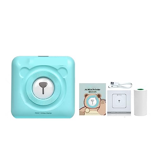 MKJGGII Red Portable Thermal Photo Printer Wireless Mini Pocket Pictures Label Sticker Printing 58mm(304dpi Green Printer)