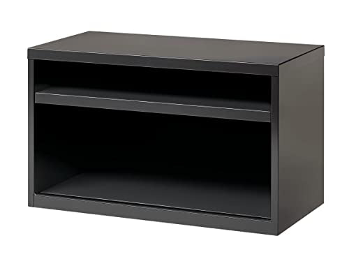 Hirsh 36 Inch Wide Low Credenza Metal Lateral Cabinet with Open Shelves for Home and Office, Charcoal