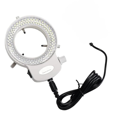 Microscope Accessories Kit Adjustable 6500K 144 LED Ring Light Lamp for Industrial Stereo Microscope Camera Microscope Slides(White)