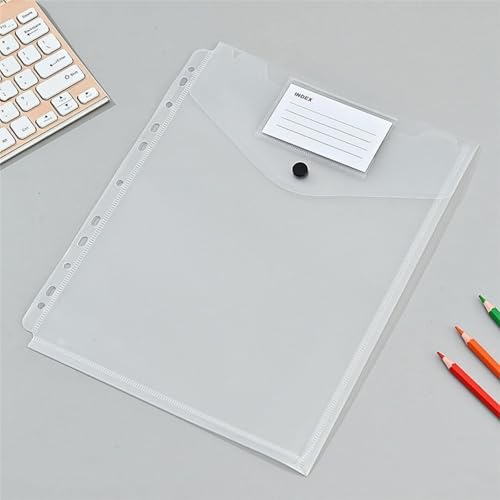 WHL Alexanders Folders Binder Pocket - 12件 Envelopes Binder Folders 11 Holes for 2/3/4 Ring, Binder Folders with Snap Button and Label, Letter Size File Folder(Vertical)
