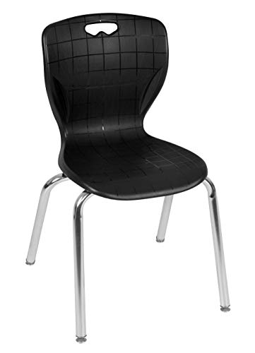 Romig Andy 18-Inch Stackable Classroom Chairs for Kids – Durable Plastic School Chairs with Metal Legs, Easy to Clean, Perfect for Daycares, Preschools & Learning Spaces (4-Pack, Black)