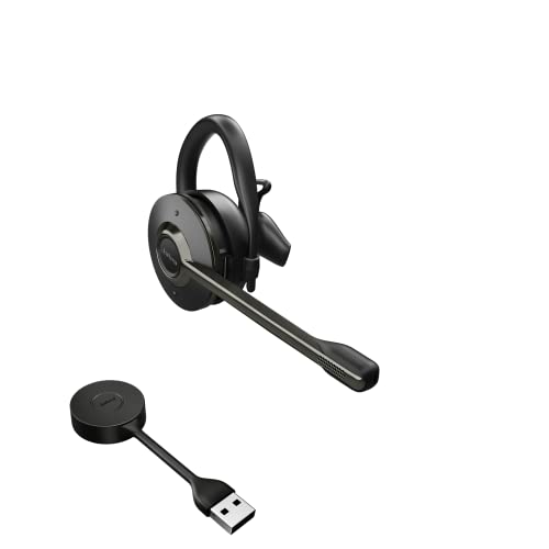 Jabra Engage 55 Convertible Wireless Headset with Ear Hook, Headband & Neckband, Link 400 USB-A DECT Adapter – Noise-Cancelling Micrphone, Extensive Range, Hearing Protection – UC Compatible – Black