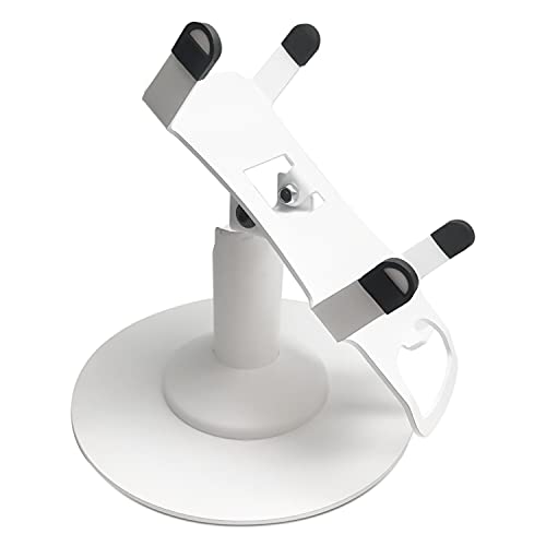 Discount Credit Card Supply DCCStands PAX A80 Freestanding Swivel and Tilt Low Profile 4" Terminal Stand with Round Plate, White