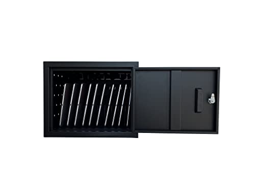 Workington 10-Device Wall Mounted Portable School Charging Cart Station with Cable Ties for Chromebook, Tablet and Laptop Computer with Power Strip Included 1002 Black