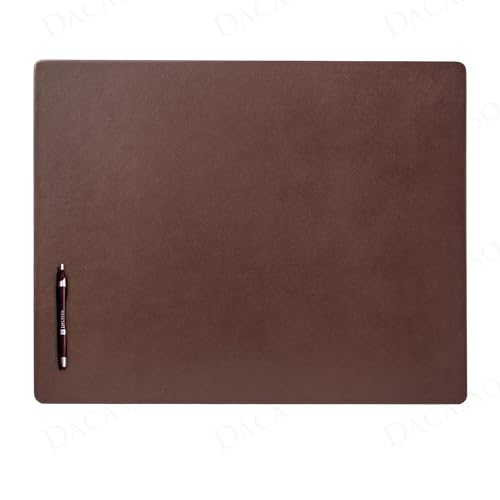 Dacasso 24” x 19” Chocolate Brown Leather Desk Pad w/Out Rails - Executive Desk Surface Protector - Luxury Leather Desk Blotter for Writing