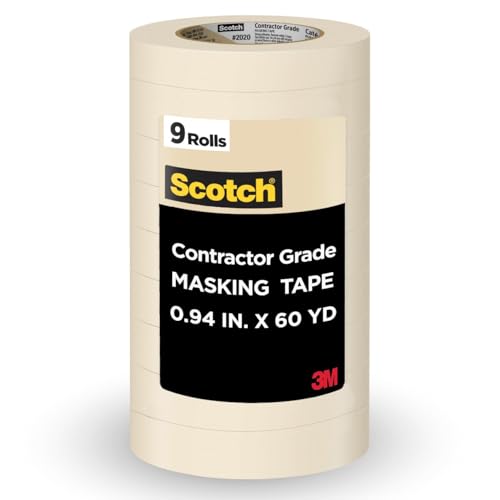 Scotch Contractor Grade Masking Tape, 0.94 in x 60.1 Yards Rolls, 4 Pack