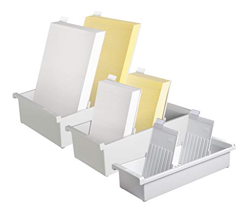 HAN 956-0-1-11, Card Index Tray A6 Portrait. Innovative, Attractive Design Holds 1,300 Cards, Supplied with 2 Support Plates with Clear File Clips, Light-Grey