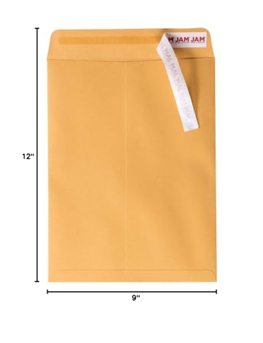 JAM PAPER 9 x 12 Open End Catalog Premium Envelopes with Peel and Seal Closure - Brown Kraft Manila - Bulk 500/Carton