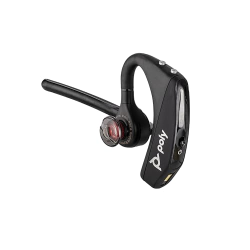 Poly Voyager 5200 Wireless Bluetooth Headset with Four Microphone Array WindSmart Technology Voice Control for Office and Remote Work (7S431AA#ABA) + Headphone Cleaner + Hub + Cloth (7pc Bundle)