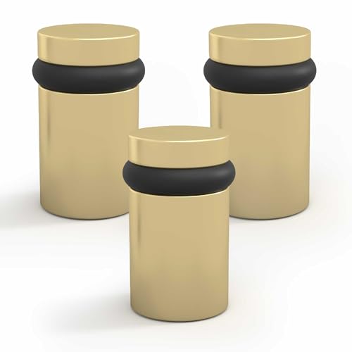Mega Handles Floor Door Stopper Satin Brass (3-Pack) - Wall Protector