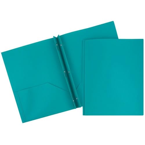 JAM PAPER Plastic 2 Pocket POP Folders - Durable School Folders with Metal Prongs Fastener Clasps - Assorted Fashion Colors - Bulk 48 Folders/Box (8 Assorted Packs of 6)