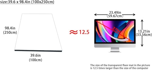 Clear Office Chair Mats, 0.06" Thick Transparent Heavy Duty Hard Chair Mat for Wood Floors, Rectangular Home Carpet Protector, Can Be Cut