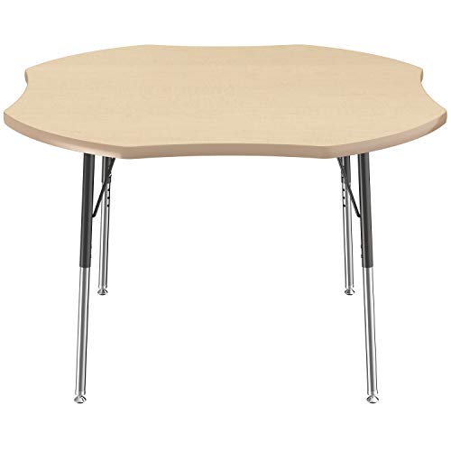 FDP 48" x 48" Clover Table with Swivel Glide Legs - Maple/Maple/Black