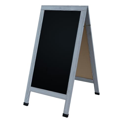 Sunnydaze Magnetic A-Frame Chalkboard Sign - 48- x 24-Inch - Graywashed
