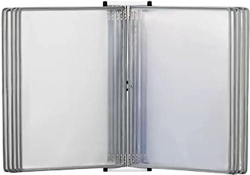 QTNLFCKVZ A4 wall mounted document holder, A4 Wall Hanging Display Book, 10 Pockets Presentation Project Folder for Files(Grigio)