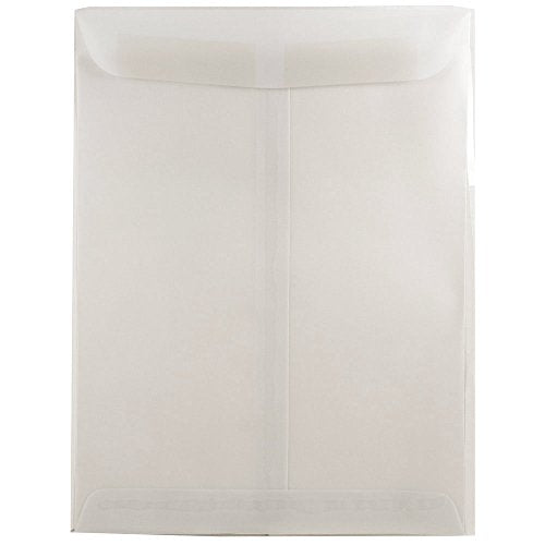 JAM PAPER 10 x 13 Open End Catalog Translucent Vellum Envelopes - Clear - 100/Pack