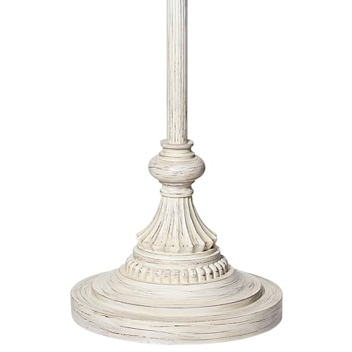Regency Hill 60" Tall Scallop Shade Antique White Traditional Floor Lamp