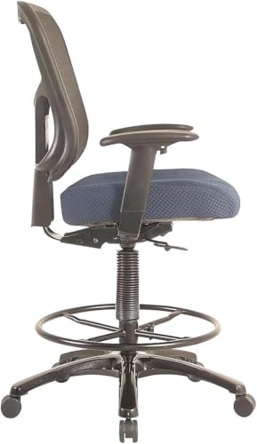Tempur-Pedic TP8200C Fabric Drafting Stool with Backrest and Footrest with Lumbar Support, with Tempur Material, Cooling Gel Layer, Navy