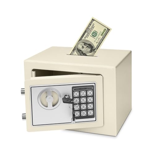 Flexzion Small Drop Safe Box with Digital Keypad, 12 x 8 x 8 in, White