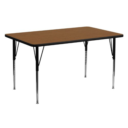 Flash Furniture Wren 24''W x 60''L Rectangular Oak HP Laminate Activity Table - Standard Height Adjustable Legs