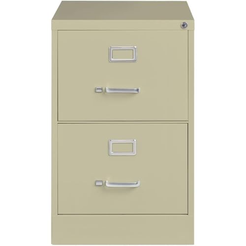 Scranton & Co 2-Drawer Metal Vertical Filing Cabinet, 25 in Depth, Legal Width, Beige Finish, Fully Assembled Steel Construction, Ball-Bearing Slides, Lockable Office Storage