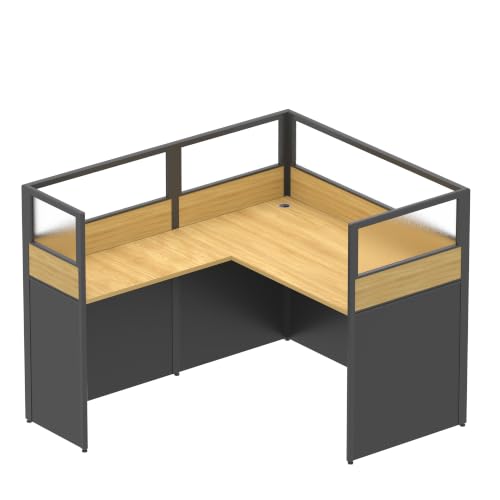 Qytexx Office Cubicle Desk with Mute Privacy Panels (1 Person-A, Walnut)