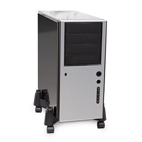 VHDY85KA Office PC Tower Stand, Mobile CPU Holder Desktop PC Case Stand Cart, Adjustable Width with 5 Caster Wheels, Fits Most PC Cases Under Desk Accessories(Black)