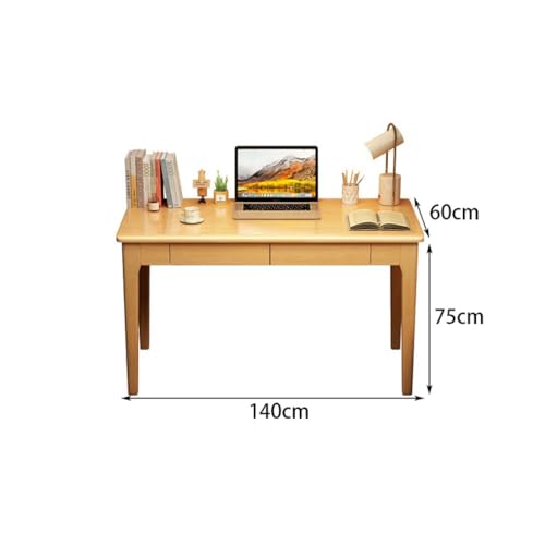 XIXSERTHIA Computer Desk Solid Wood Desk Student Home Bedroom Computer Desk Office Desk Study Desk Small Apartment Study Table Simple Writing Desk Office Desks(A,140 * 60 * 75cm)